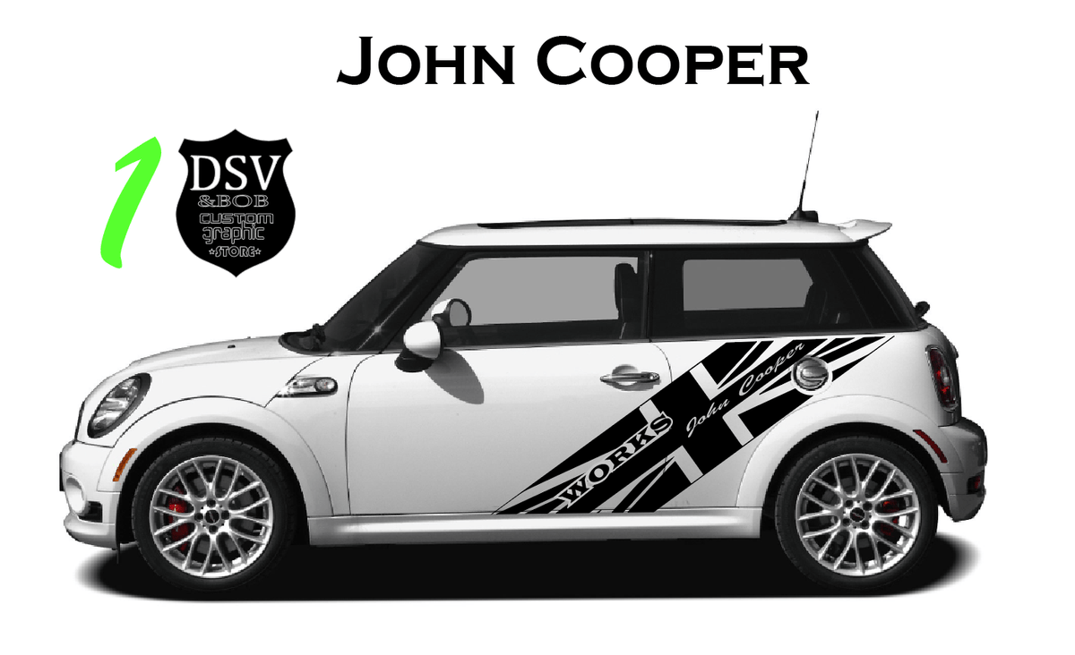 Set of Racing Side Stripes Decal Stickerfor Mini Cooper Clubman John C –  Brothers Graphics