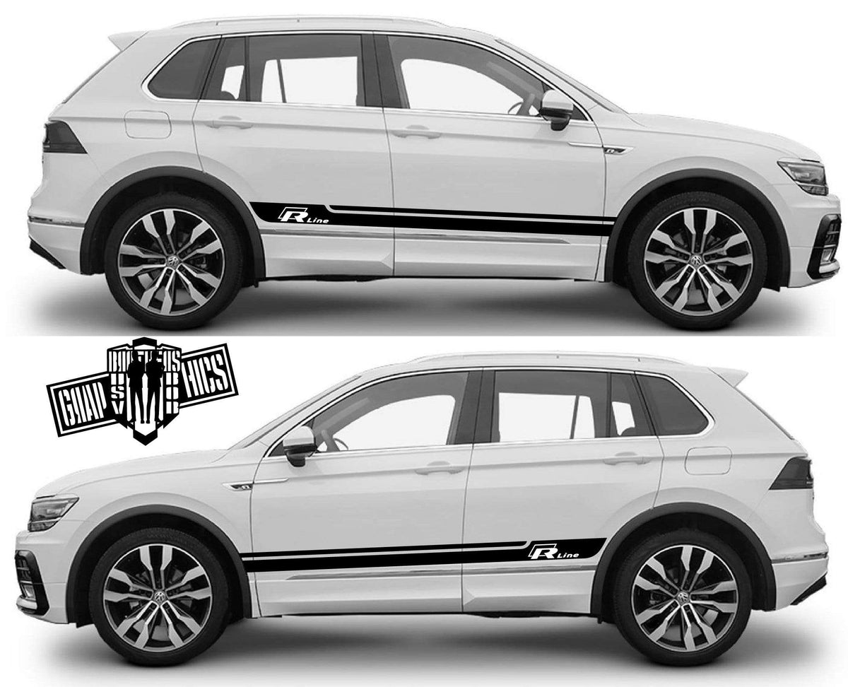 Exclusive Design 2X Side door fashion stripe vinyl decal graphic sticker Kit Compatible with Tiguan