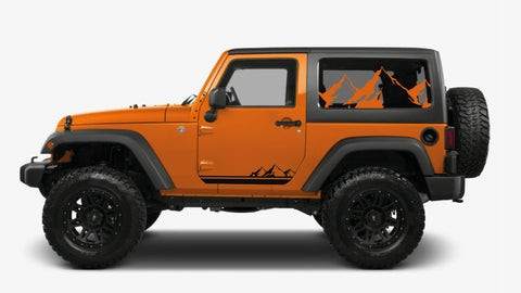 Premium Vinyl Stickers Compatible with Jeep Wrangler J2 Mountain Design Exclusive car decals