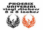 UNIVERSAL STICKERS "Phoenix" Design Graphic Stickers Any Car 8x8 inches