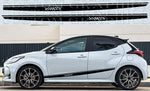 Premium quality sticker with a unique design, compatible with Yaris 2 doors. Perfect for enhancing the appearance of your vehicle with a new, stylish decal.  Toyota Yaris New Graphics Best Frien Gifts