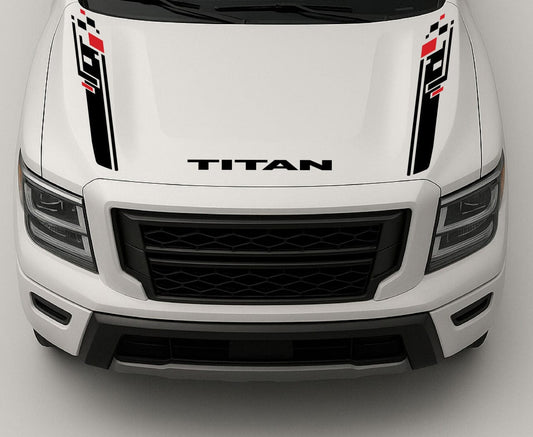 Your Text Hood Line Graphic Compatible with Nissan Titan – High-Quality