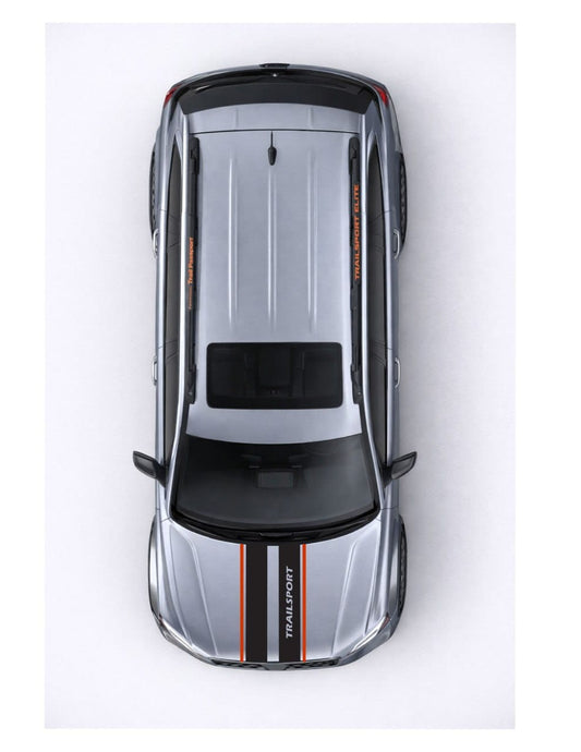 Top-down view of a car on a white background
