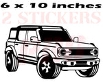 Vinyl 2 Stickers Ford Bronco Car Interior Table Decal Man Gifts wall decal Size: 6 x 10 inches.