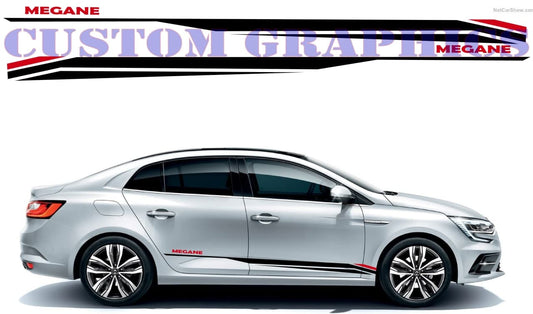 Vinyl Graphics 2 colors Design Graphic Racing Stripes Compatible with Renault Megane