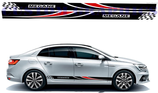 Vinyl Graphics Classic 2 colors Design Graphic Racing Stripes Compatible with Renault Megane