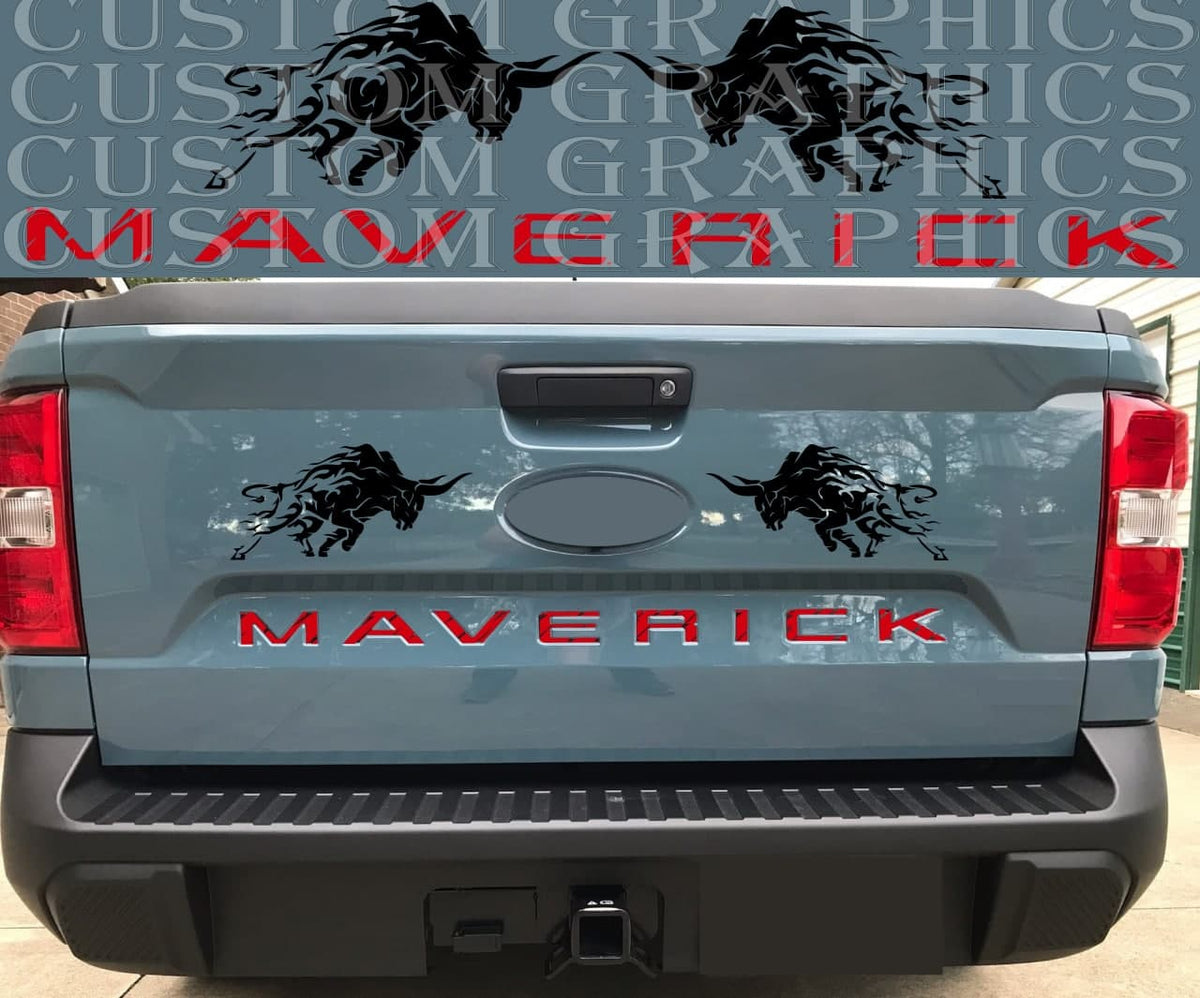 Tailgate 3x Bulls Design Sticker Vinyl Graphics Ford Maverick ...