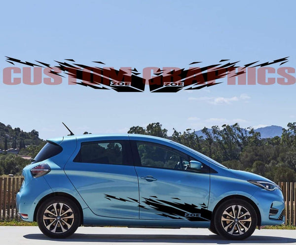 2X Side stripes vinyl decals graphic buy sticker Kit Compatible with Renault Zoe